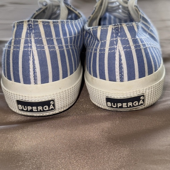 Superga 2750 Fabricshirt Blue/White Preppy Striped Sneakers S00BQP0 Size 8 - Picture 7 of 14